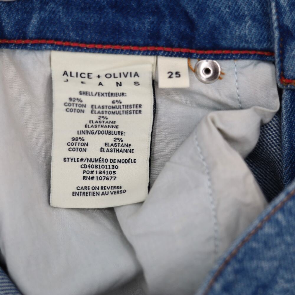 Alice and Olivia Women Avery Blue Denim Weezy High Rise Wide Leg Jeans Size 25 - Picture 11 of 14